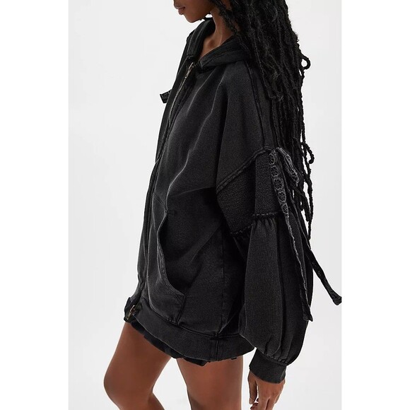 Free People Bow Girl Sweatshirt Hoodie Jacket Top Oversized Cotton XL NWD 283681 - Picture 4 of 12